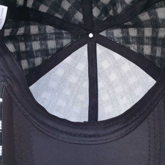 Black White Plaids Women Baseball Hat Cap Camellia Flower Fashion Accessory Gift - Picture 6 of 7